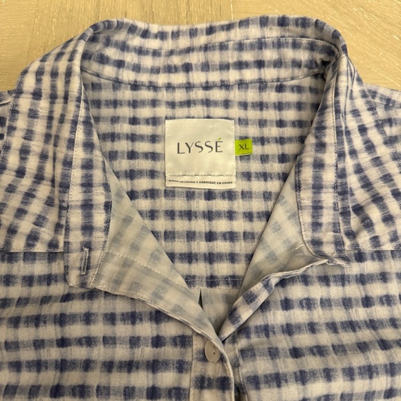 Lysse Blue and White Gingham Schiffer Checkered Button Down Shirt - Picture 4 of 7